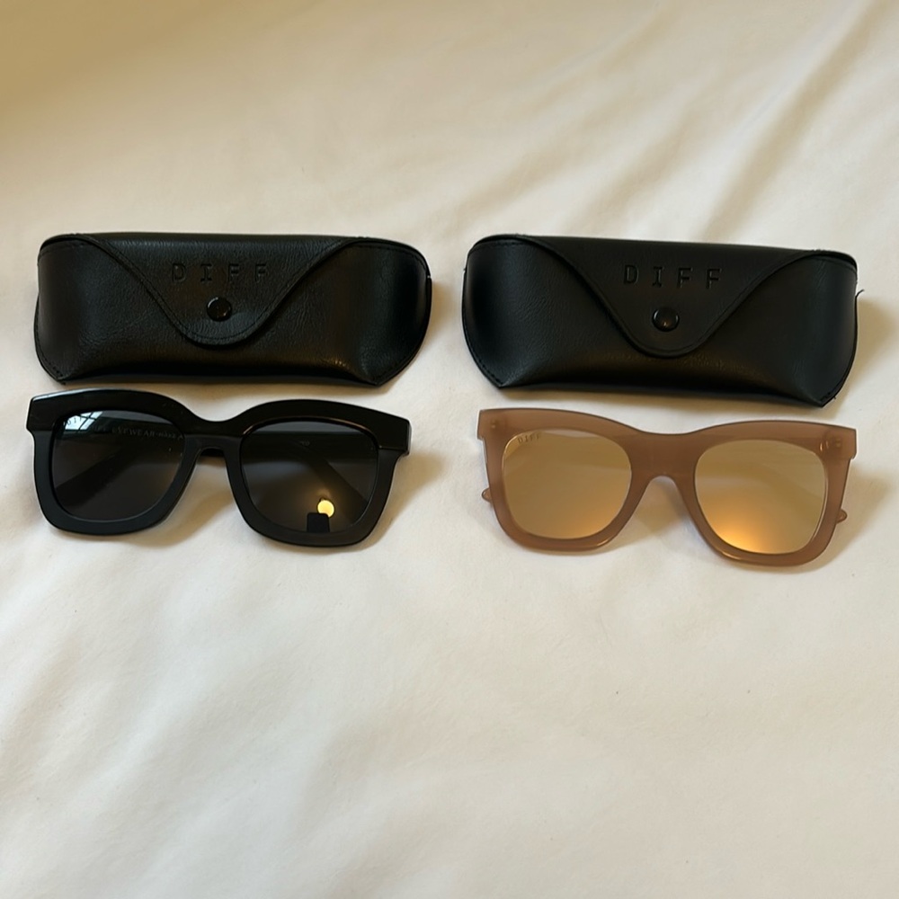 Diff 2 For 1 Oversized Sunglasses! Black And Cream - image 1